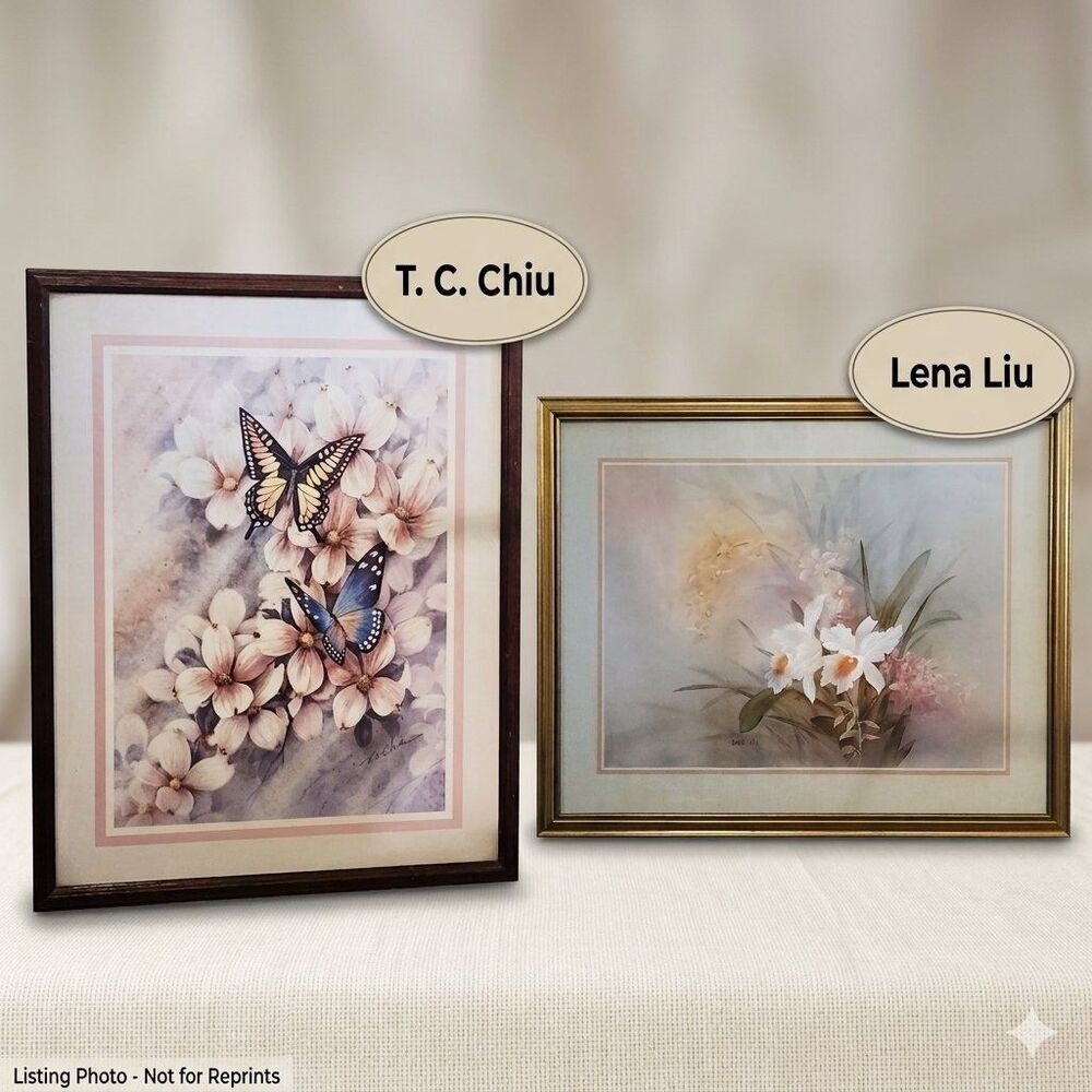 T. C. Chiu And Lena Liu Floral Prints Butterflies And Dogwood And Orchids...